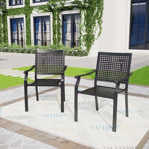 Captiva Designs 2pc Outdoor Patio Dining Chairs with Steel Frame and Ventilated Backs - 1 of 4