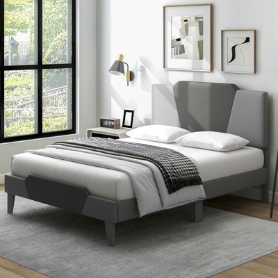 Infans Full Size Upholstered Platform Bed Frame Velvet Headboard Mattress Foundation