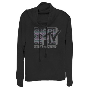 Juniors Womens MTV Tapestry Logo Cowl Neck Sweatshirt - 1 of 3