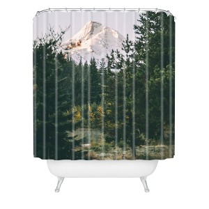 Hannah Kemp Mount Hood XV Shower Curtain Green - Deny Designs: Polyester Microfiber, Buttonhole Top, Machine Washable - 1 of 4