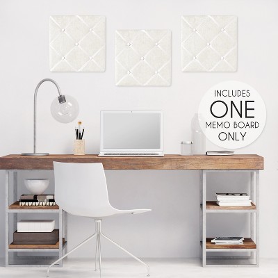 White Lace Fabric Memo Board with Button Detail
