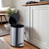 SEVOBAL Trash Can Kitchen Garbage Can Trash Cans Round Stainless Steel with Soft Close Lid Step Foot Pedal Bathroom Toilet, Gray, 14"*10"*10" - 2 of 4