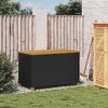 vidaXL Patio Storage Box Beige 43.3"x21.7"x24.8" Poly Rattan Acacia Wood - 3 of 4