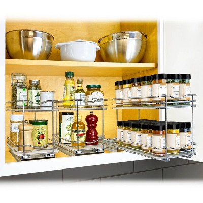 Lynk Professional Slide Out Double Spice Rack Upper Cabinet Organizer 6" Wide: Chrome-Plated Kitchen Storage Solution — фото 7