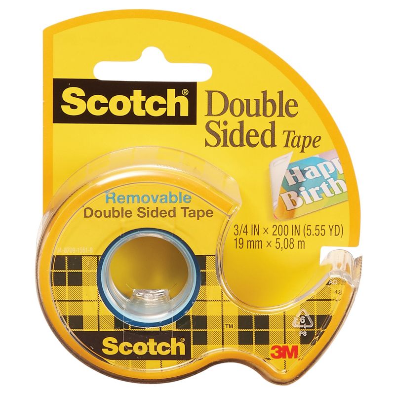 Scotch® Removable Double Sided Tape, 3/4" x 200", 6 Rolls, 2 of 3