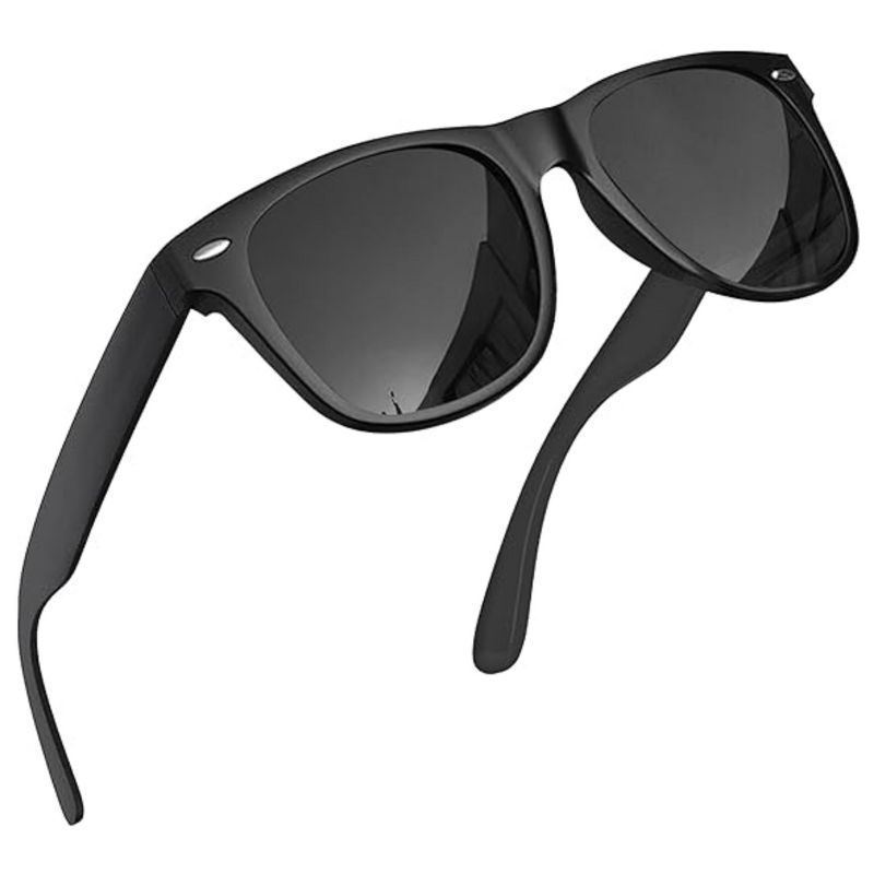 GRINDERPUNCH Polarized Retro Sunglasses for Men & Women UV400 Protection for Driving & Fishing - Glossy Black