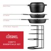 Cuisinel Cast Iron Cookware 8-Pc Set - 10" + 12" Skillet + 5-Quart Dutch Oven + Panrack Organizer + Silicone Handle Covers + Scraper. - 2 of 4