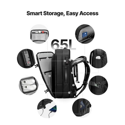 VEVOR Vacuum Travel Backpack, 65L, Expandable Vacuum Seal Compression Travel Backpack, with TSA-Approved Lock, Black （NO PUMP） — фото 4