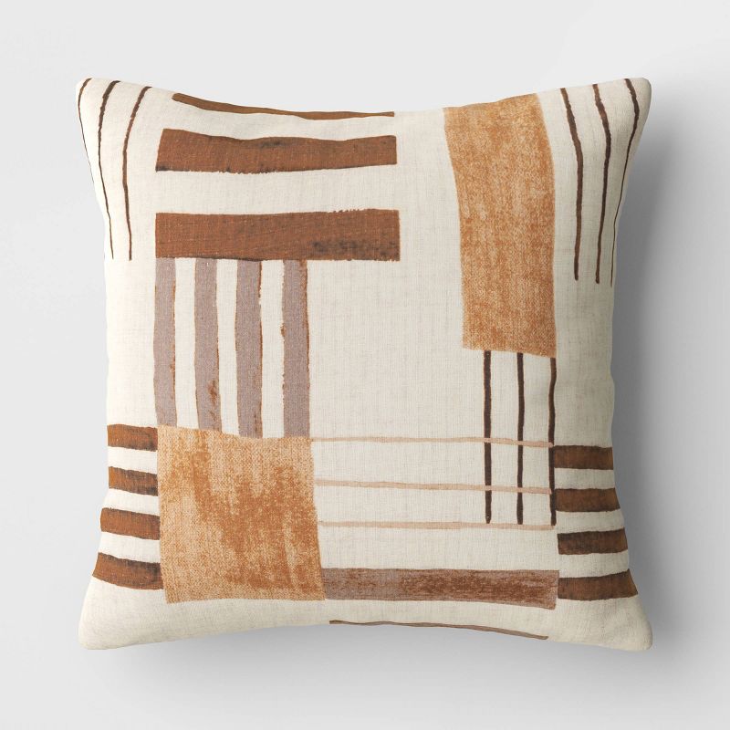 Linework Square Throw Pillow Neutral - Threshold&#8482;, 1 of 7