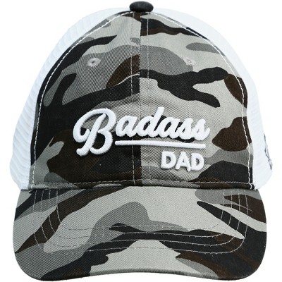 Pavilion Gift Company - Badass Dad - Gray Camo Adjustable Mesh Hat - Hats