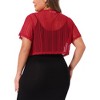 Agnes Orinda Women's Plus Size Sheer Lace Elegant Eyelet Crop Banquet Shrugs - 4 of 4