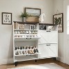 Farmhouse Shoe Organizer - Shoe Storage Cabinet with 4 Drawers & Open Shelf - Narrow Freestanding Rack for Entryway & Hallway - 3 of 4