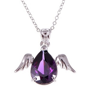 Anna-Kaci Women's Angel Wing Teardrop Crystal Pendant Necklace, Adjustable Chain, Perfect for Evening Wear and Special Occasions- Wings - 1 of 4