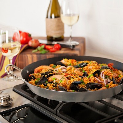 15-Inch Black Aluminized Steel Paella Pan