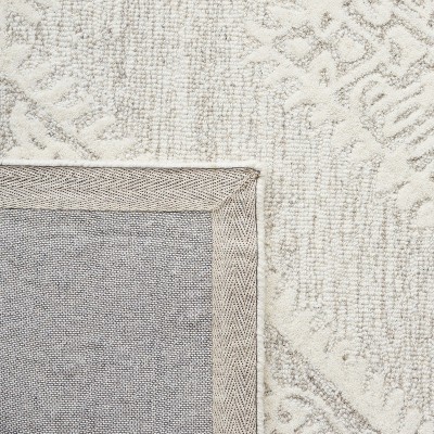 Ivory Floral Hand-Tufted Wool Square Area Rug