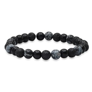 Steeltime Men's black lava and gray agate beaded bracelet - 1 of 4