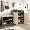 Entryway Storage Cabinet with Shoe Bench, 2-Door Sideboard with Adjustable Shelves, Hooks & Removable Cushion - ModernLuxe - 2 of 4