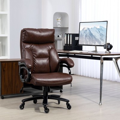 NicBex Adjustable Office Chair Modern PU Leather Computer Office Chair with 5 Castors, Padded Arms, Wide Seat and High Back for Office, Study