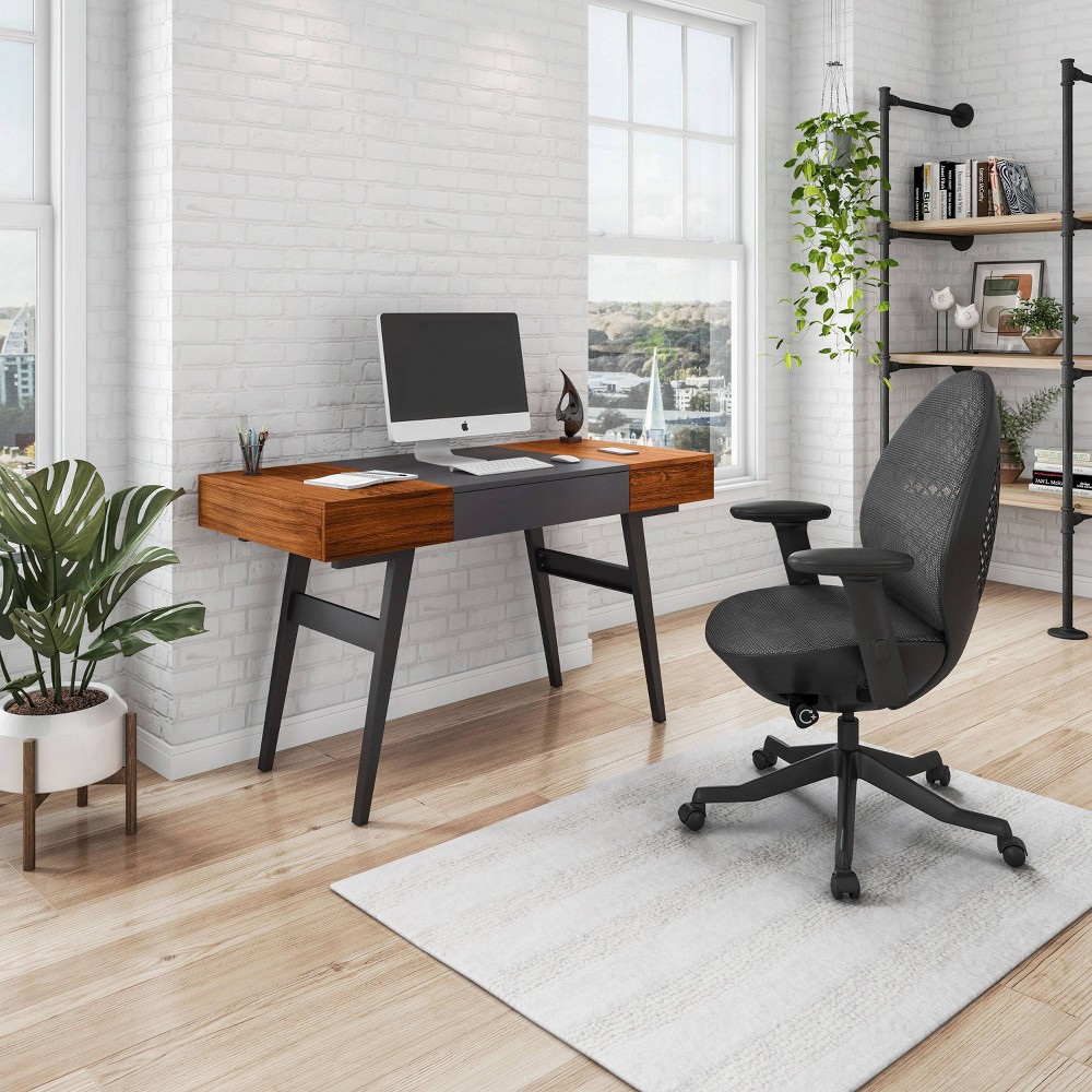 Photos - Office Desk Expandable Modern Desk with Storage Mahogany - Techni Mobili