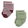 Hudson Baby Infant Boy Cotton Rich Newborn and Terry Socks, Dark Earth Tone Stripes - 4 of 4