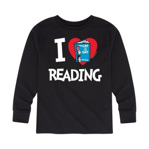 Boys' - Dr. Seuss - The Cat In The Hat Book Cover I Love Reading Long Sleeve Graphic T-Shirt - 1 of 4