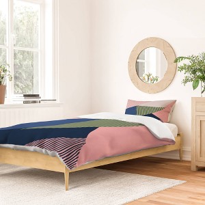 Deny Designs Twin Extra Long Mareike Bohmer Color BlocMinimal Duvet Set Blue: Artist Inspired, Microfiber Comfort - 1 of 4