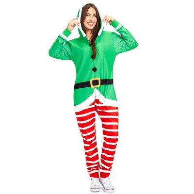 Tipsy Elves Elf Jumpsuit - Festive Green One-piece Christmas Elf ...