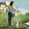 Outsunny Folding Fish Cleaning Table with Sinks, Outdoor Fillet Table with Faucet, Drainage Hose, Sprayer, Shelf, Drawer and Storage Basket - 3 of 4