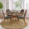 Merrick Lane Celia Bistro Style Table with Glass Top, Black & White PE Rattan, 4 Stack Chairs, and Bamboo Finished Metal Frame for Indoor/Outdoor Use - 2 of 4