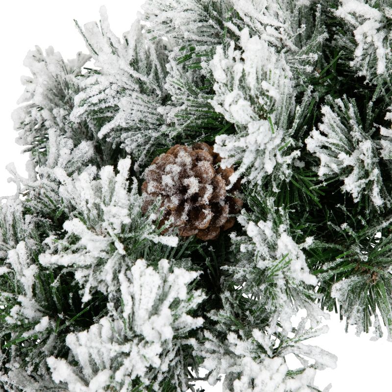 Northlight 36" Unlit Flocked Angel Pine with Pine Cones Artificial Christmas Wreath, 4 of 10