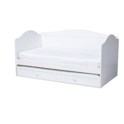 Twin Neves Wood Daybed with Trundle White - Baxton Studio