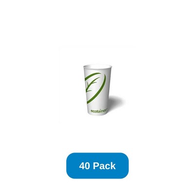 ecotainer 20 oz ectotainer Hot Cup Compostable PLA Lined Made in USA - Pack of 40