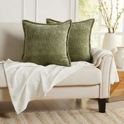 Sage Green Chenille 20" x 20" Decorative Pillow Covers Set of 2