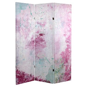 Pink Boudoir Room Divider - Oriental Furniture: 3-Panel Floral Canvas, No Assembly Required - 1 of 3