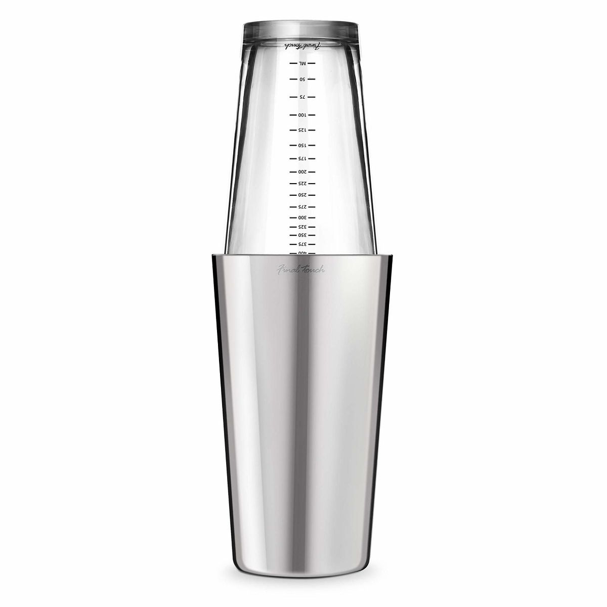 Final Touch Double-Wall Boston Shaker Set - Stainless Steel Mixing Glass with Silicone Seal - BPA-Free, Compact Storage - Leak-Proof Design