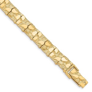 Black Bow Jewelry 10mm 10k Yellow Gold Nugget Link Bracelet, 8 Inch - 1 of 4