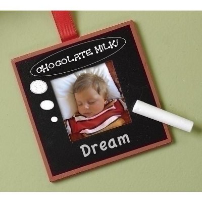 Roman 4" Chalk Board Photo Picture Frame Christmas Ornament - Black