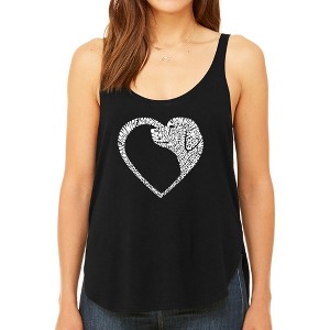 LA Pop Art Dog Heart - Women's Premium Word Art Flowy Tank Top - 1 of 4