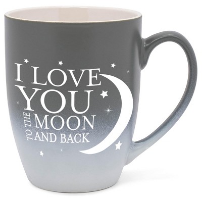 Elanze Designs Love You Moon And Back Two Toned Ombre Matte Grey and White 12 ounce Ceramic Stoneware Coffee Cup Mug