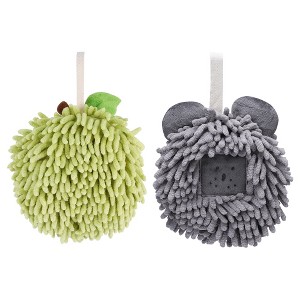 REGALWOVEN 2 Pcs Comfortable Soft Absorbent Chenille Ball Fuzzy Hand Towels - 1 of 4