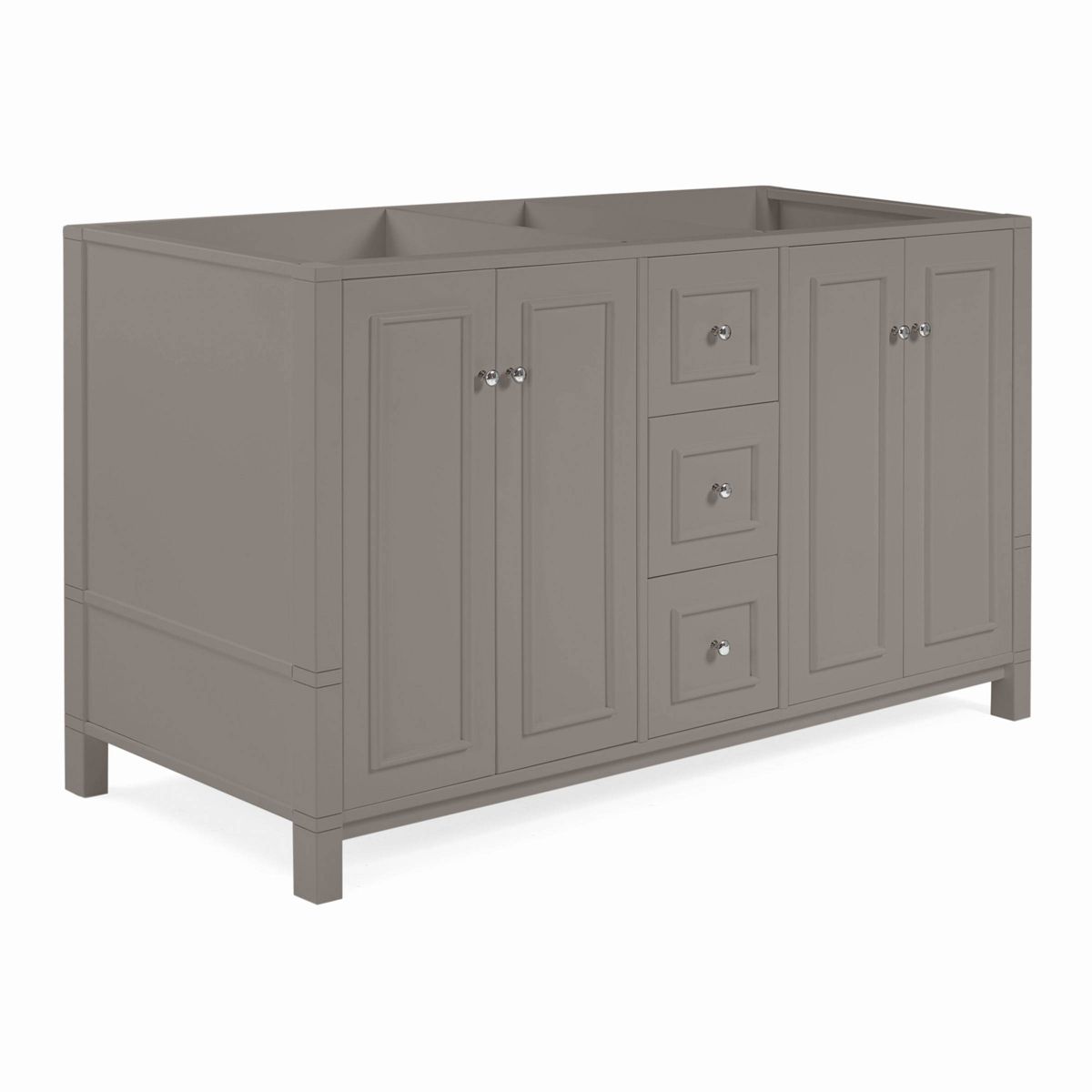 Alaterre Furniture Williamsburg 60 in. Double Sink Bathroom Vanity - Freestanding Cabinet Without Top, Gray - thumbnail 10