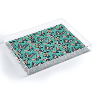 Heather Dutton Mariposa Boho Butterflies Aqua 15.5" x 12" Acrylic Tray - Deny Designs - 1 of 4