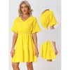 Allegra K Women's V Neck Smocked Waist Ruffled Tiered Hem Peasant Boho Dress - 2 of 4