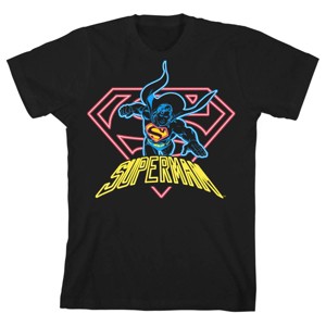 Superman Neon Art Black Graphic Tee Toddler Boy to Youth Boy - 1 of 1