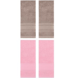 REGALWOVEN 4 Pcs Bathroom Decorative Cotton Soft Absorbent Sold Striped Hand Towel - 1 of 4