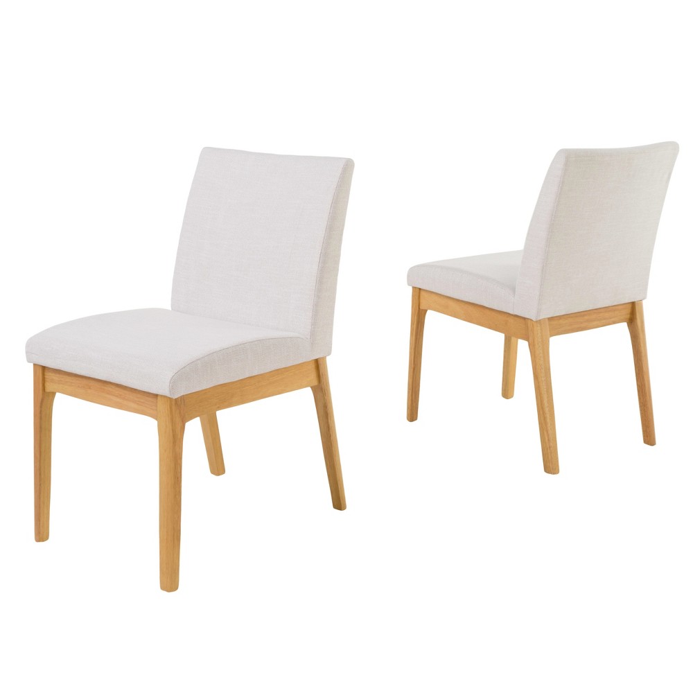 Photos - Chair Set of 2 Kwame Dining  Light Beige/Oak - Christopher Knight Home