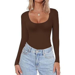 Ekouaer Women Long Sleeve Shirt Scoop Neck Tops Slim Fit Basic Top Thermal Undershirts Base Layer Tee - 1 of 4