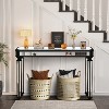 VYNXARIA Black Mirror Console Table - Vintage Wood Grain with Elegant Carving - 4 of 4