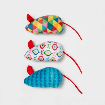 Holiday Geometric Mice Cat Toy - 3pk - Wondershop™