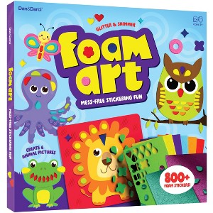 Dan&Darci Glitter & Shimmer Foam Art Stickering Kit - 6 Animal Pictures, 800+ Stickers, Crafts for Toddlers, Gift for Kids - 1 of 4